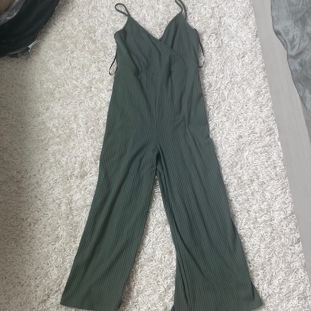 Forever 21 Olive Cotton Jumpsuit Medium